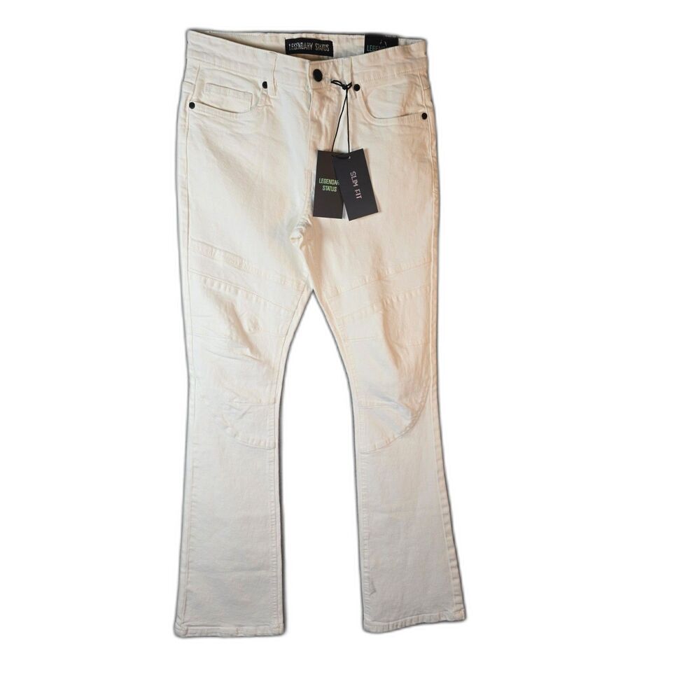 Legendary Status White Slim Bootcut Mens Jeans 30 Stretch Panel Seam NWT